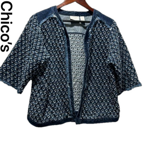 Chicos blu Jean jacket size 1 GUC..
